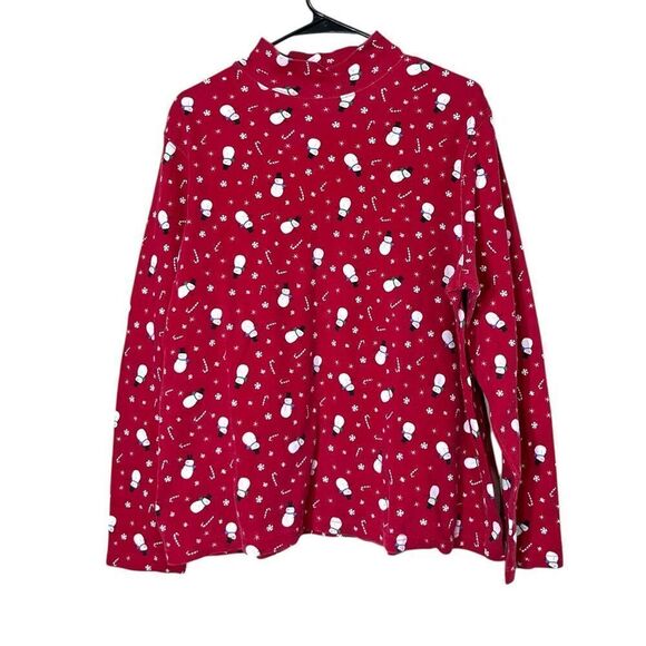 Croft & Barrow Christmas Snowman Turtleneck Long Sleeve Top Size L - Picture 1 of 7